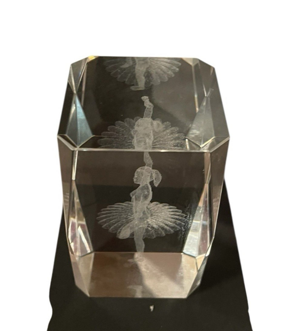 Glass Paperweight Ballerina Vintage 3D Laser Etched Hologram Home Decor